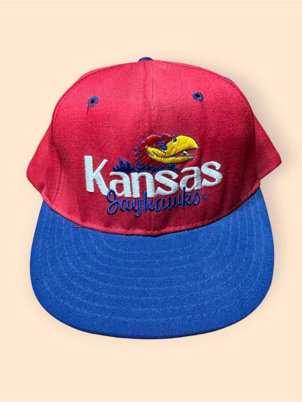 Vintage Kansas Jayhawks 1990s SnapBack Hat Red Vtg 90s